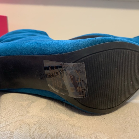 Shoe Dazzle Teal suede heeled boots 8.5 $27 - Picture 7 of 8